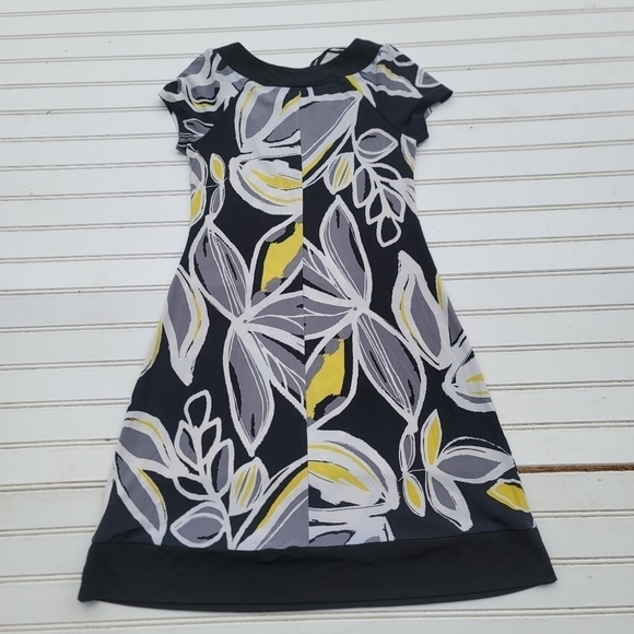 Sweet Storm Dress Girls Sz S Black Yellow Gray Stretch Floral Cap Sleeve - Picture 3 of 8
